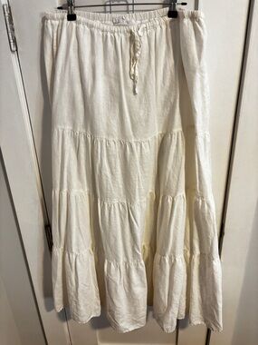 Cotton On Cream Tiered Maxi Skirt with Drawstring Waist